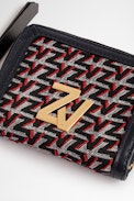 ZV Initiale Le Compact Monogram Coin Purse - Women’s black leather and French jacquard canvas coin purse