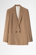 Veste Visko Crepe - Veste de costume beige femme.