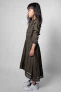 Roxanne Enfant Dress - Long dress in khaki cotton for kids