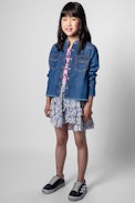 Camicia Rea Junior - Camicia in denim blu con stampa teschio bambini