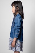 Camicia Rea Junior - Camicia in denim blu con stampa teschio bambini