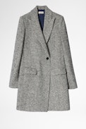 Manteau Marco Chevron - Manteau noir en laine femme.