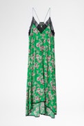 Kleid Risty Print Roses - Grünes Damenkleid mit Print.