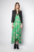 Kleid Risty Print Roses - Grünes Damenkleid mit Print.