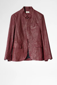 Veste En Cuir Froissé Zadig & Voltaire - Taille 38 - Bleu - Neuve Avec étiquettes - Style Trench Pour Femme