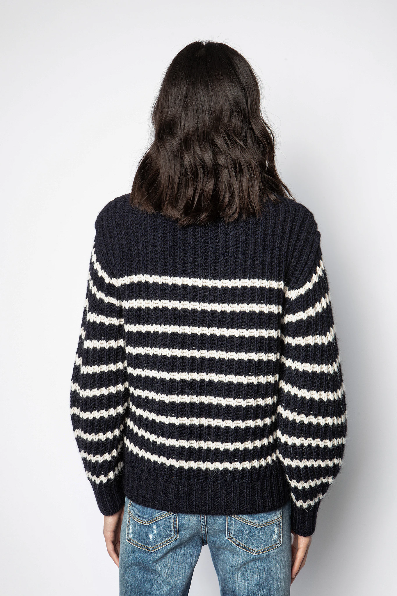 Pull Zadig & Voltaire Bleu Jean Avec épaules Pailletées - Taille S - Occasion Très Bon état