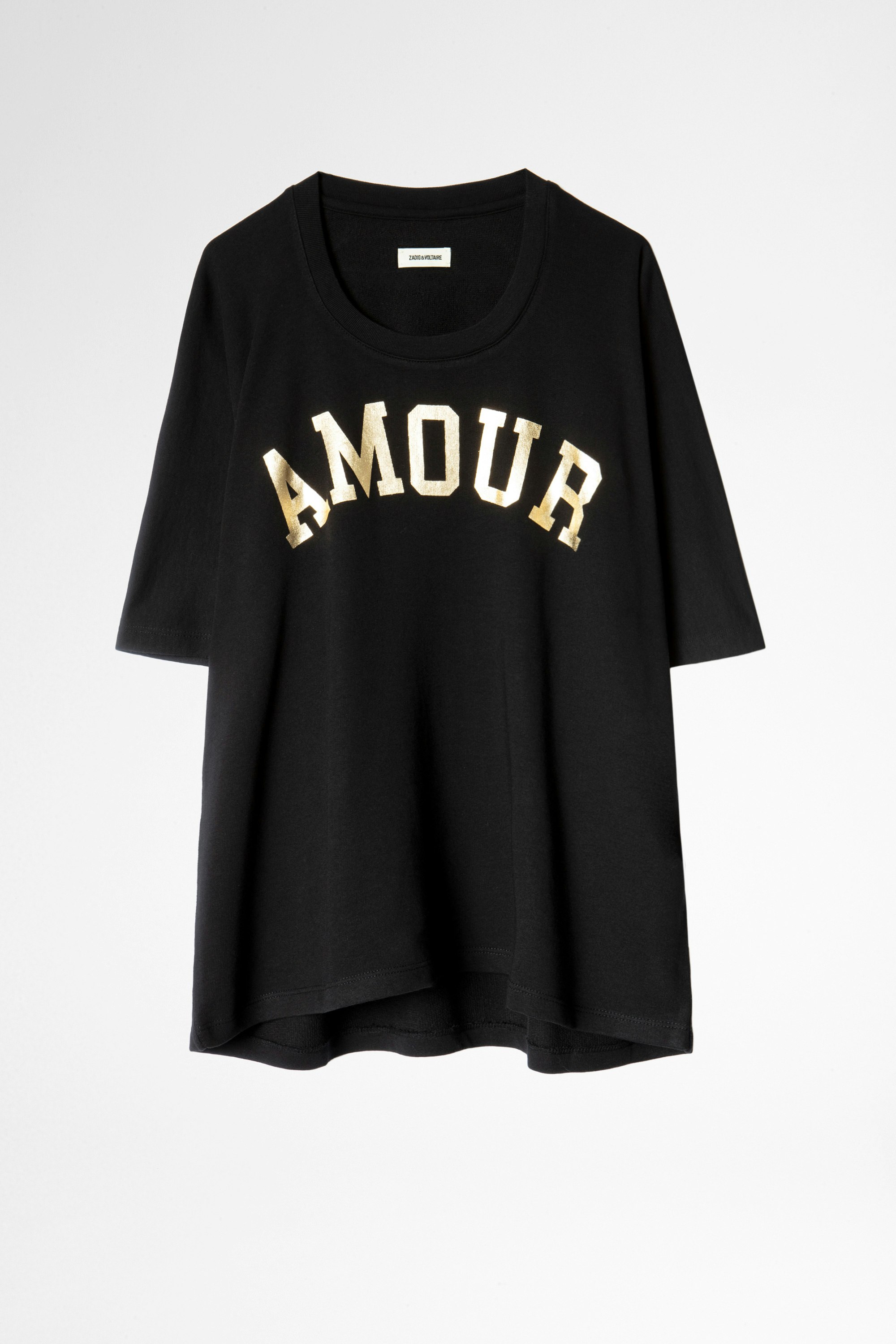 Portland Amour Sweatshirt Women’s black short-sleeved slogan sweatshirt.