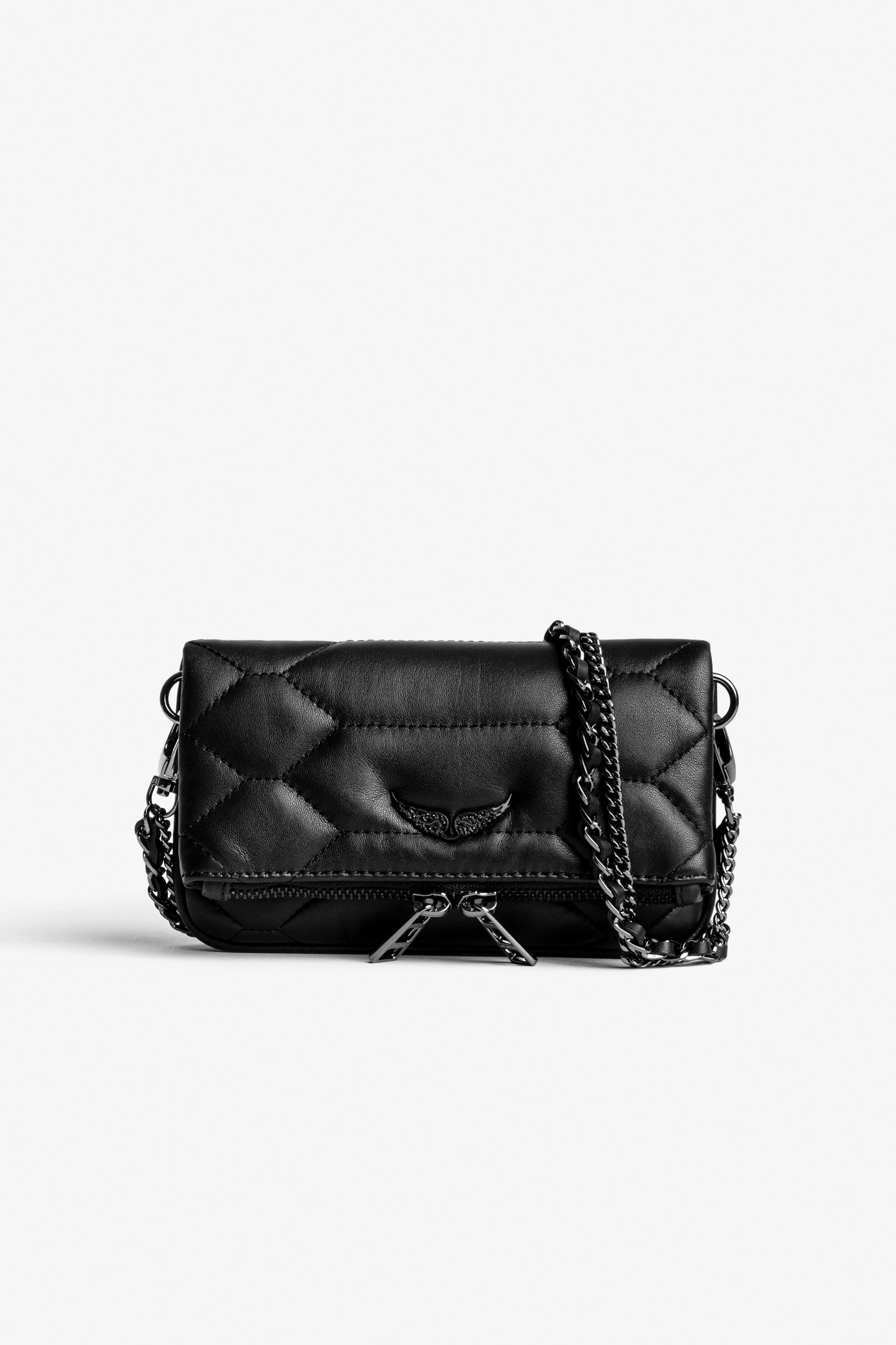 Rock Nano Quilted レザー クラッチバッグ Rock Nano Black Quilted Leather Clutch