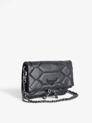 Rock Nano Quilted Clutch - Iconic Rock Nano clutch in black quilted leather.