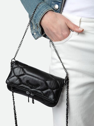 Rock Nano Quilted Clutch - Iconic Rock Nano clutch in black quilted leather.