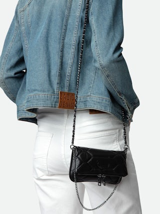 Rock Nano Quilted Clutch - Iconic Rock Nano clutch in black quilted leather.