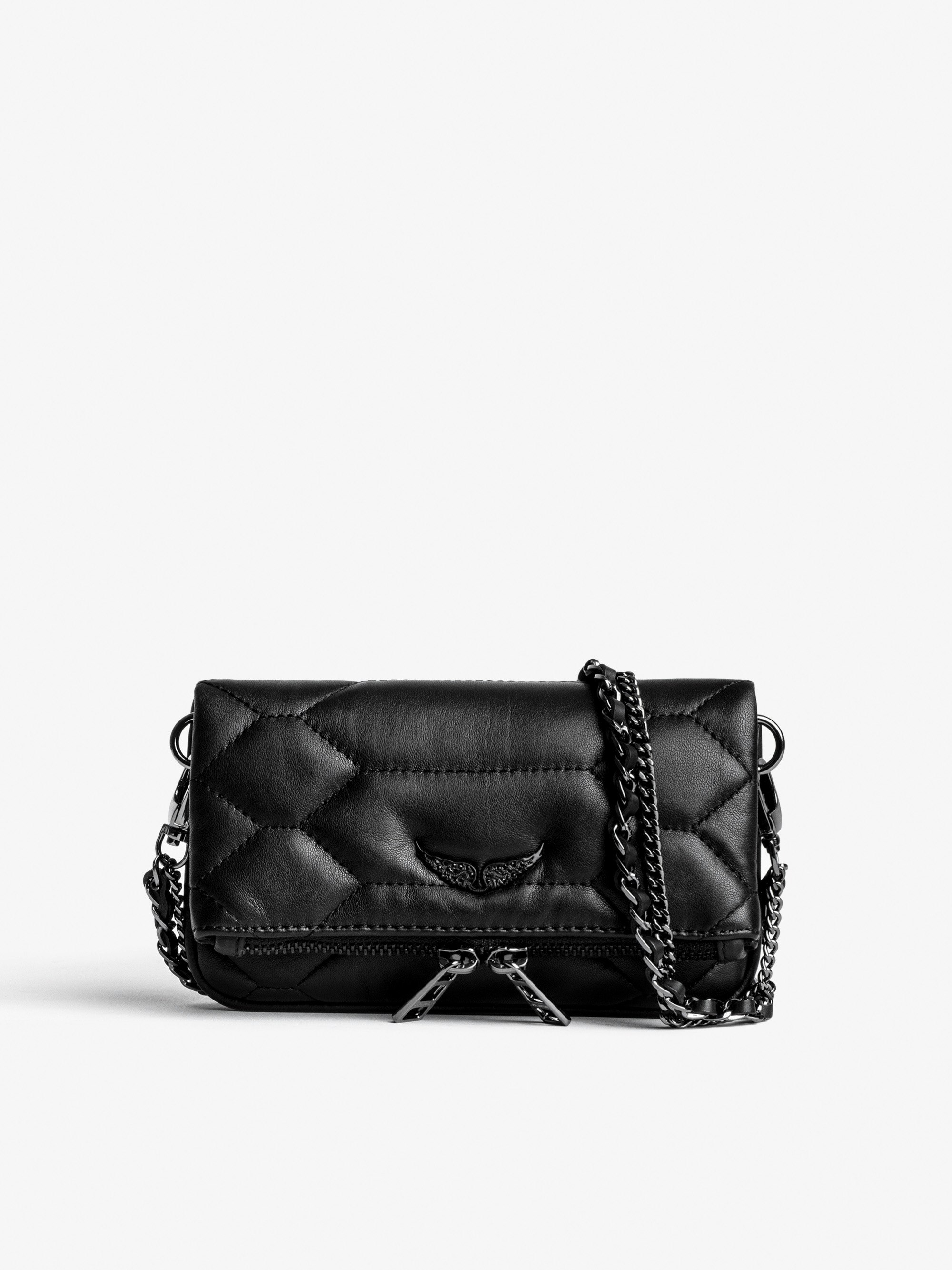 Rock Nano Quilted Clutch - Iconic Rock Nano clutch in black quilted leather.