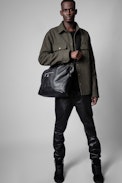 Kyle Bag - Men's black grained leather bag