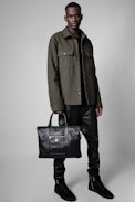 Kyle Bag - Men's black grained leather bag