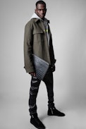ZV Initiale John Pouch - Men's black crocodile-effect embossed leather clutch bag
