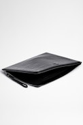 ZV Initiale John Pouch - Men's black crocodile-effect embossed leather clutch bag
