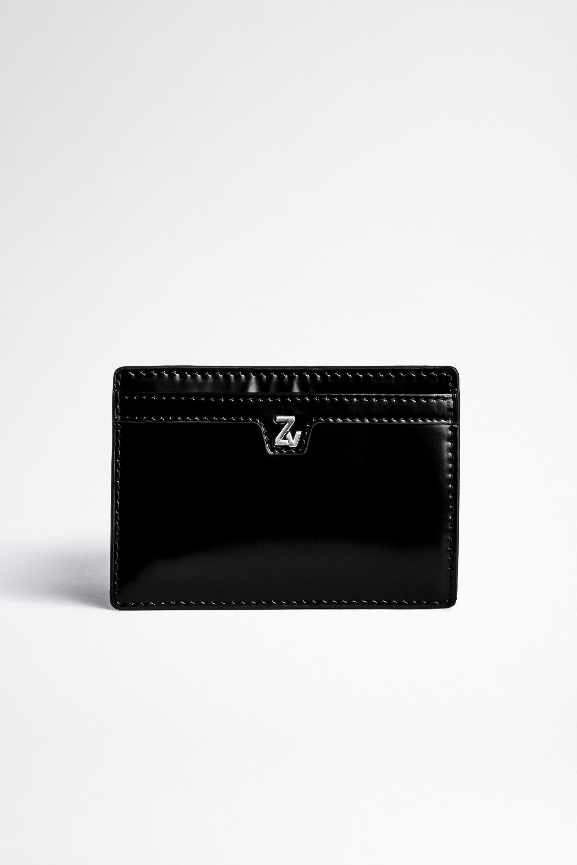 ZV Initiale Niels レザー財布 Men's black glossy leather card holder