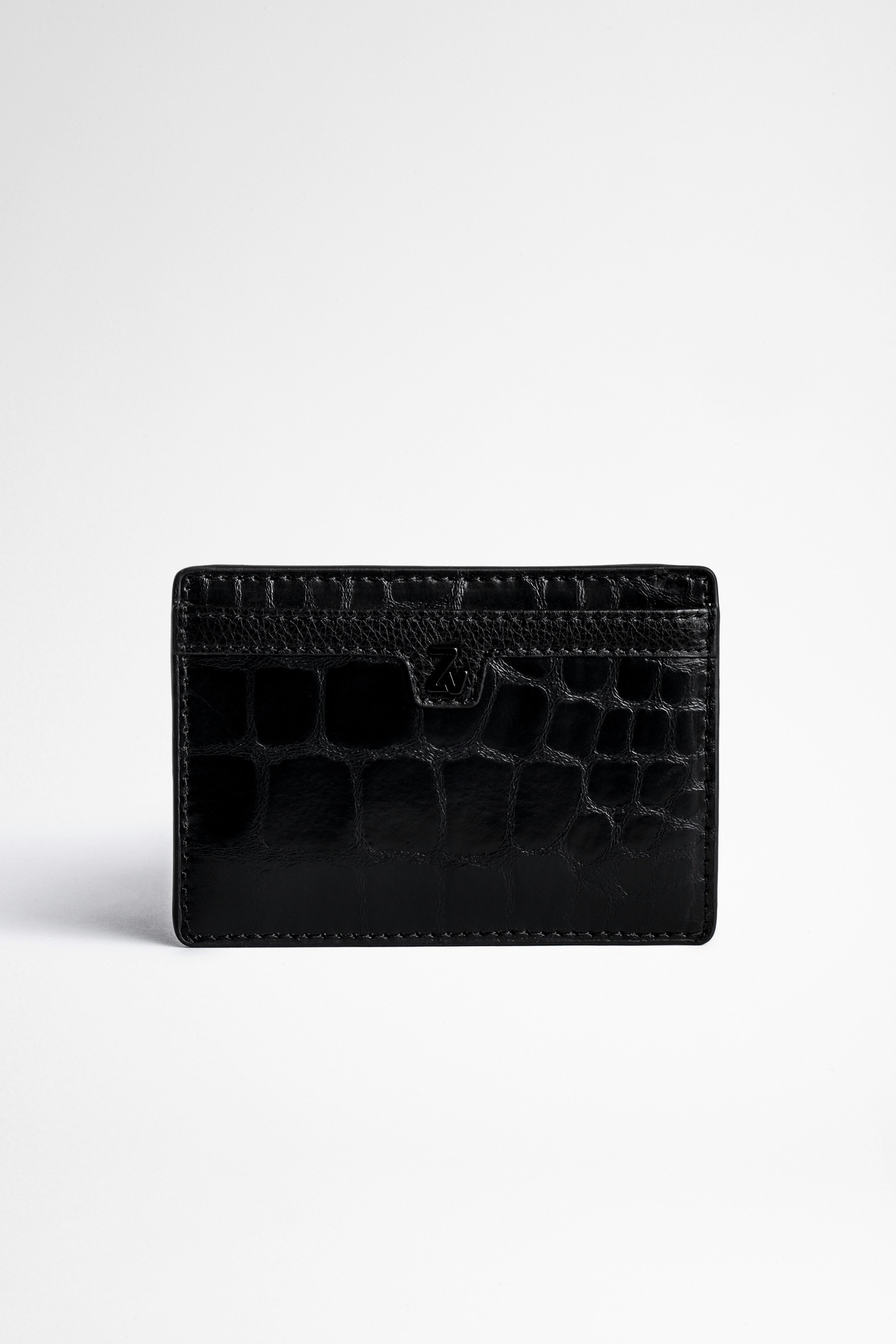 ZV Initiale Noam レザー財布  Men's black embossed leather card holder