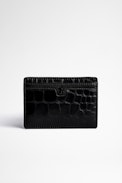 ZV Initiale Noam Card Holder Leather - Men's black embossed leather card holder