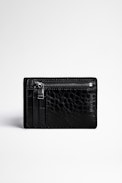 ZV Initiale Noam Card Holder Leather - Men's black embossed leather card holder
