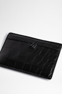 ZV Initiale Noam Card Holder Leather - Men's black embossed leather card holder