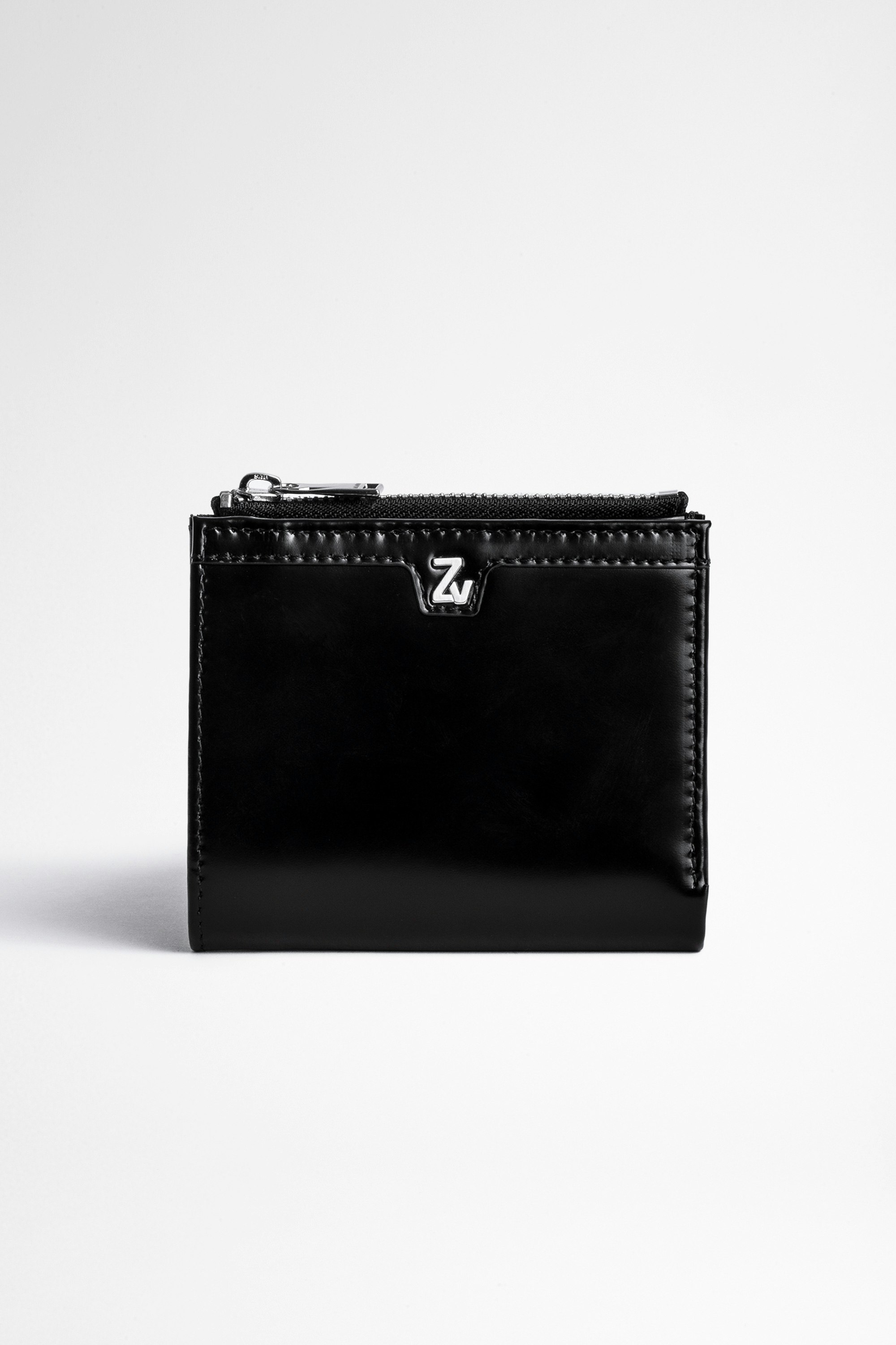 ZV Initiale Noam 財布 Men's black glossy leather card holder