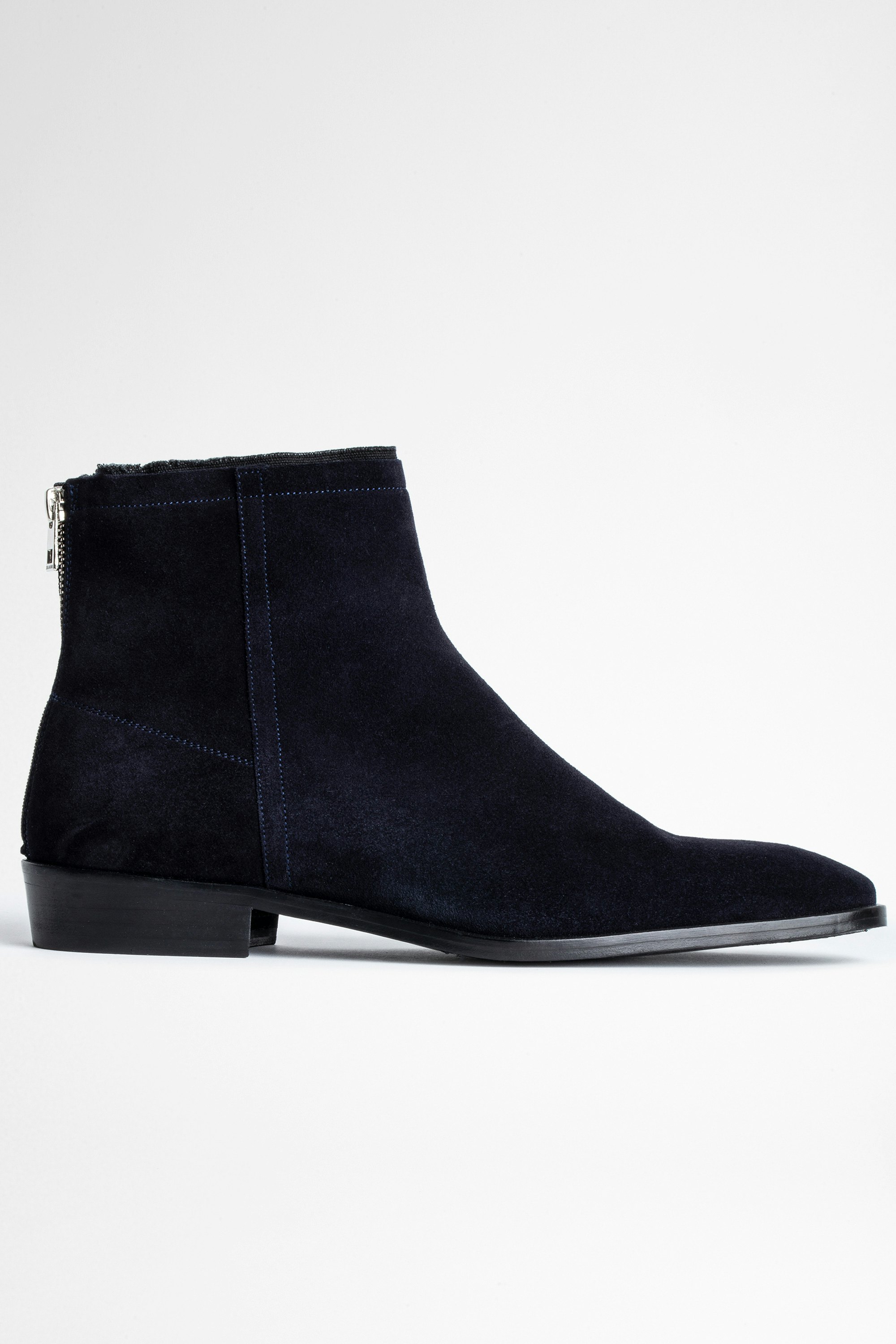 Suede Ankle Boots Leather Men's navy blue suede ankle boots