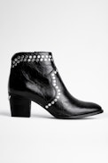 Molly Studded Boots Leather - Women’s black studded ankle boots in vintage leather