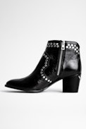 Molly Studded Boots Leather - Women’s black studded ankle boots in vintage leather