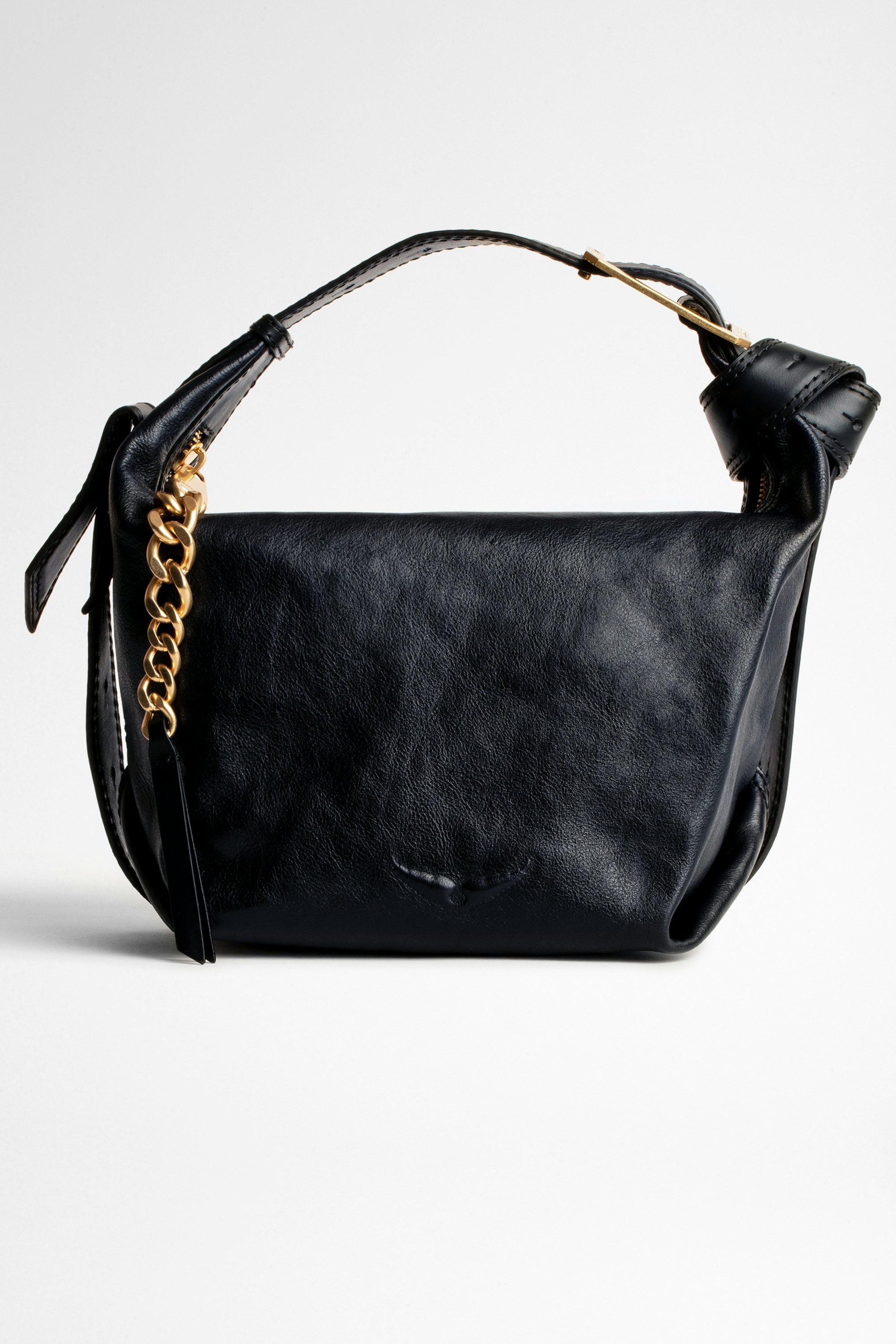 Handtasche Le Cecilia  Damentasche aus navyfarbenem Leder, an der Schulter oder crossbody zu tragen