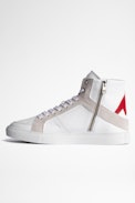 Sneakers ZV1747 High Flash Leder - Herren-Sneakers aus weißem Leder mit hohem Schaft und kontrastierendem Blitz-Einsatz