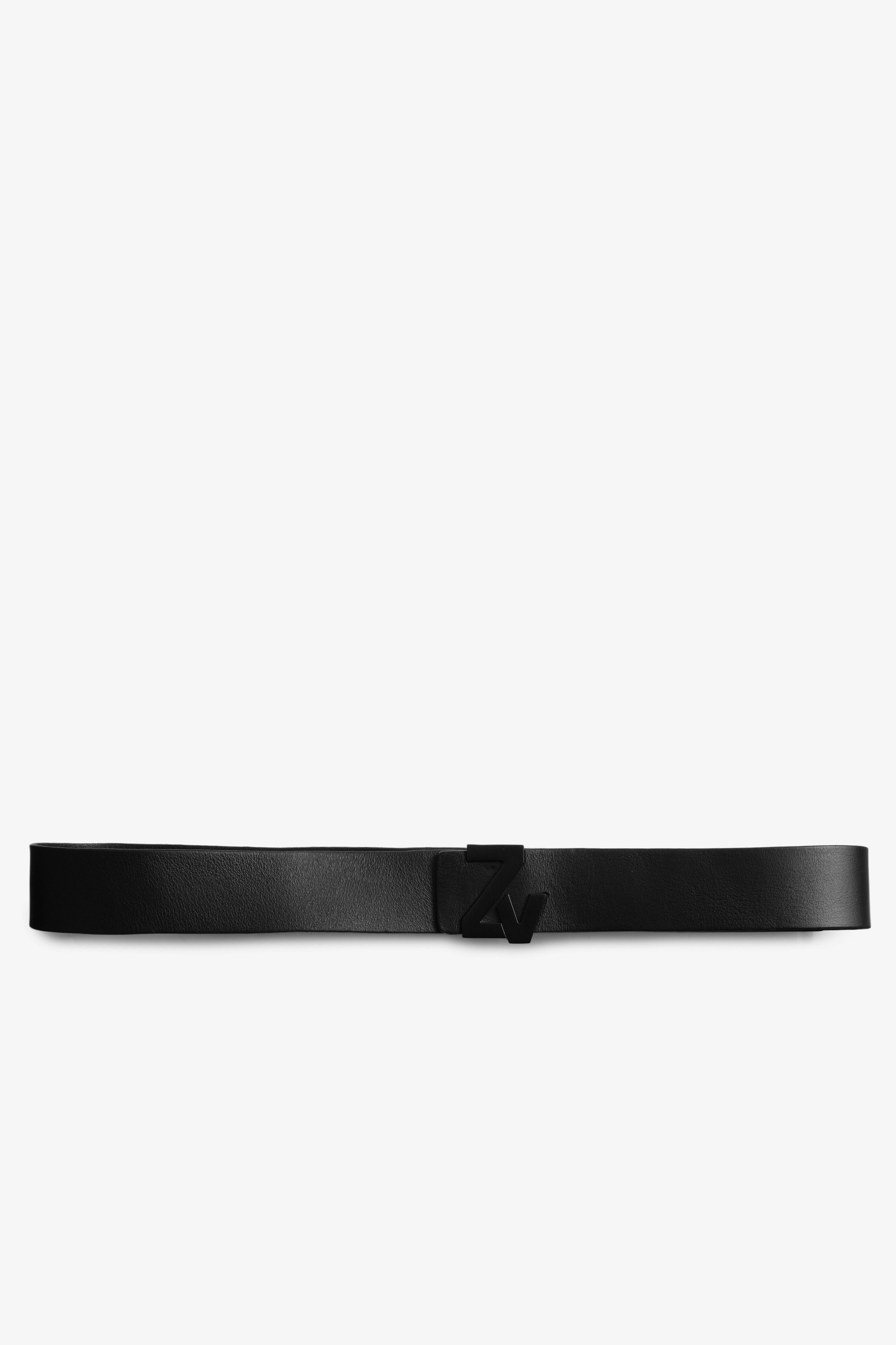 ZV Initiale La ベルト レザー Men's black leather belt with ZV buckle