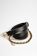 Rock Chain Belt - Woman’s Zadig&Voltaire black leather belt with chain.