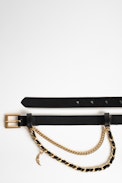 Rock Chain Belt - Woman’s Zadig&Voltaire black leather belt with chain.