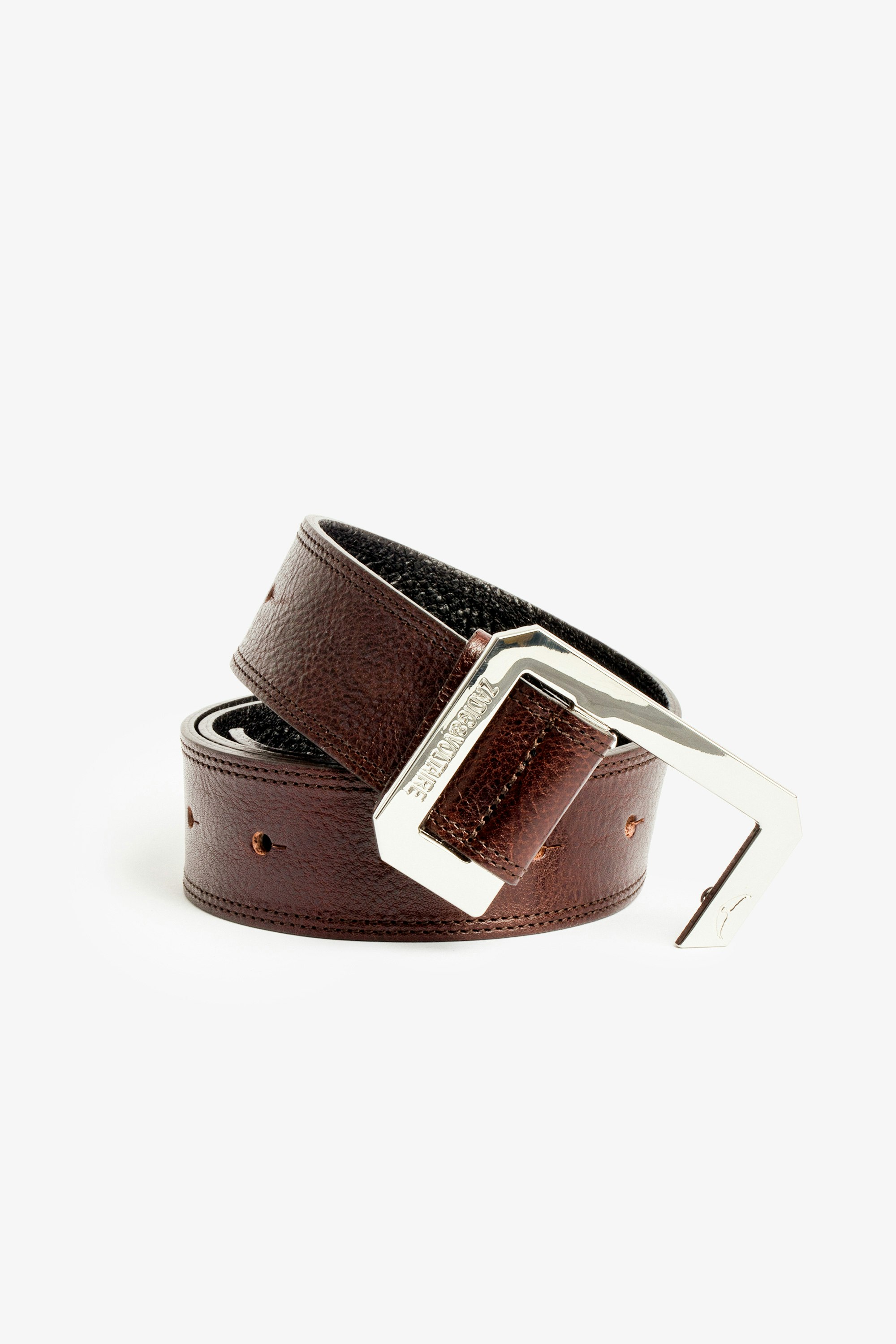 Le Cecilia Belt Leather Women's brown leather belt with C-shaped buckle