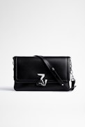 ZV Initiale La Clutch Bag - Women's smooth black leather and silver ZV clutch