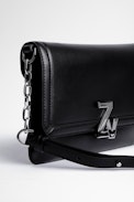 ZV Initiale La Clutch Bag - Women's smooth black leather and silver ZV clutch