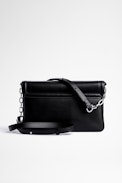 ZV Initiale La Clutch Bag - Women's smooth black leather and silver ZV clutch