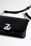 ZV Initiale La Clutch Bag - Women's smooth black leather and silver ZV clutch