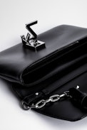 ZV Initiale La Clutch Bag - Women's smooth black leather and silver ZV clutch