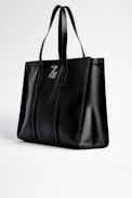 Sac ZV Initiale Le Tote - Sac Le tote cabas en cuir lisse noir Femme