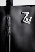 Sac ZV Initiale Le Tote - Sac Le tote cabas en cuir lisse noir Femme