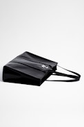 Sac ZV Initiale Le Tote - Sac Le tote cabas en cuir lisse noir Femme