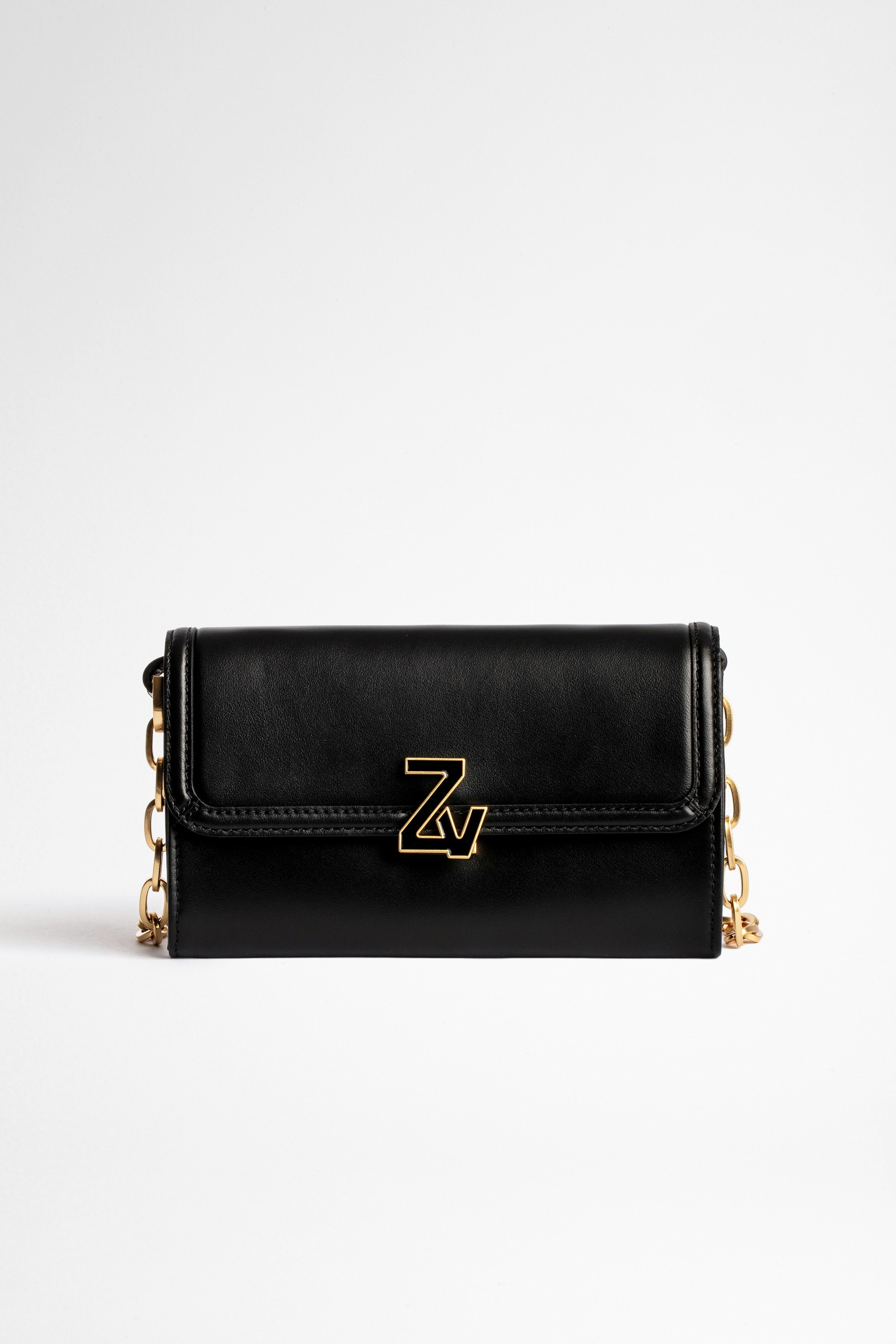 Damentasche Wallet ZV Initiale Le Long Unchained Damen-Brieftasche aus schwarzem Leder ZV Initiale, mit Kette