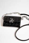 Bolso cartera ZV Initiale Le Tiny Unchained - Cartera de mujer de piel negra repujada ZV Initiale