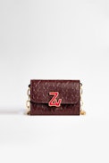 Borsa a portafoglio ZV Initiale Le Tiny Unchained - Portafoglio in pelle bordeaux goffrata donna