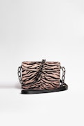 Borsa a portafoglio ZV Initiale Le Tiny Unchained - Portafoglio in pelle tipo puledro nera zebrata bianco e nero donna
