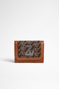 ZV Initiale Le Trifold Wallet - Zadig&Voltaire women's ZV Initiale Le Trifold cognac leather and canvas wallet