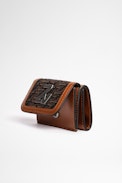 ZV Initiale Le Trifold Wallet - Zadig&Voltaire women's ZV Initiale Le Trifold cognac leather and canvas wallet