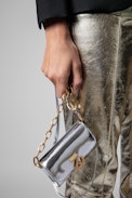 Borsa a portafoglio ZV Initiale Le Tiny Unchained - Portafoglio in pelle effetto specchio argento donna